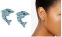 Betsey Johnson Silver-Tone Blue Pav&eacute; Dolphin Stud Earrings